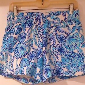 Lilly Pulitzer Blue and White Athletic Shorts Vibrant Design